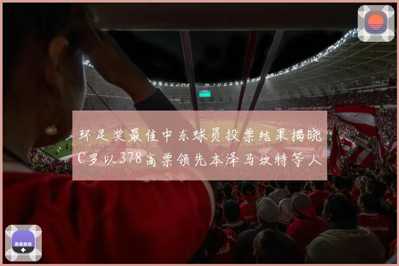 环足奖最佳中东球员投票结果揭晓C罗以378高票领先本泽马坎特等人